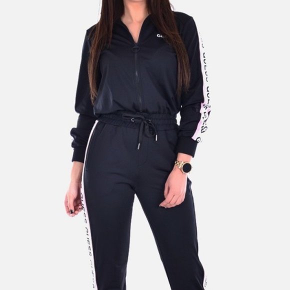 GUESS Sideband Logo Drawstring Waist Jumpsuit sz S - Picture 3 of 16